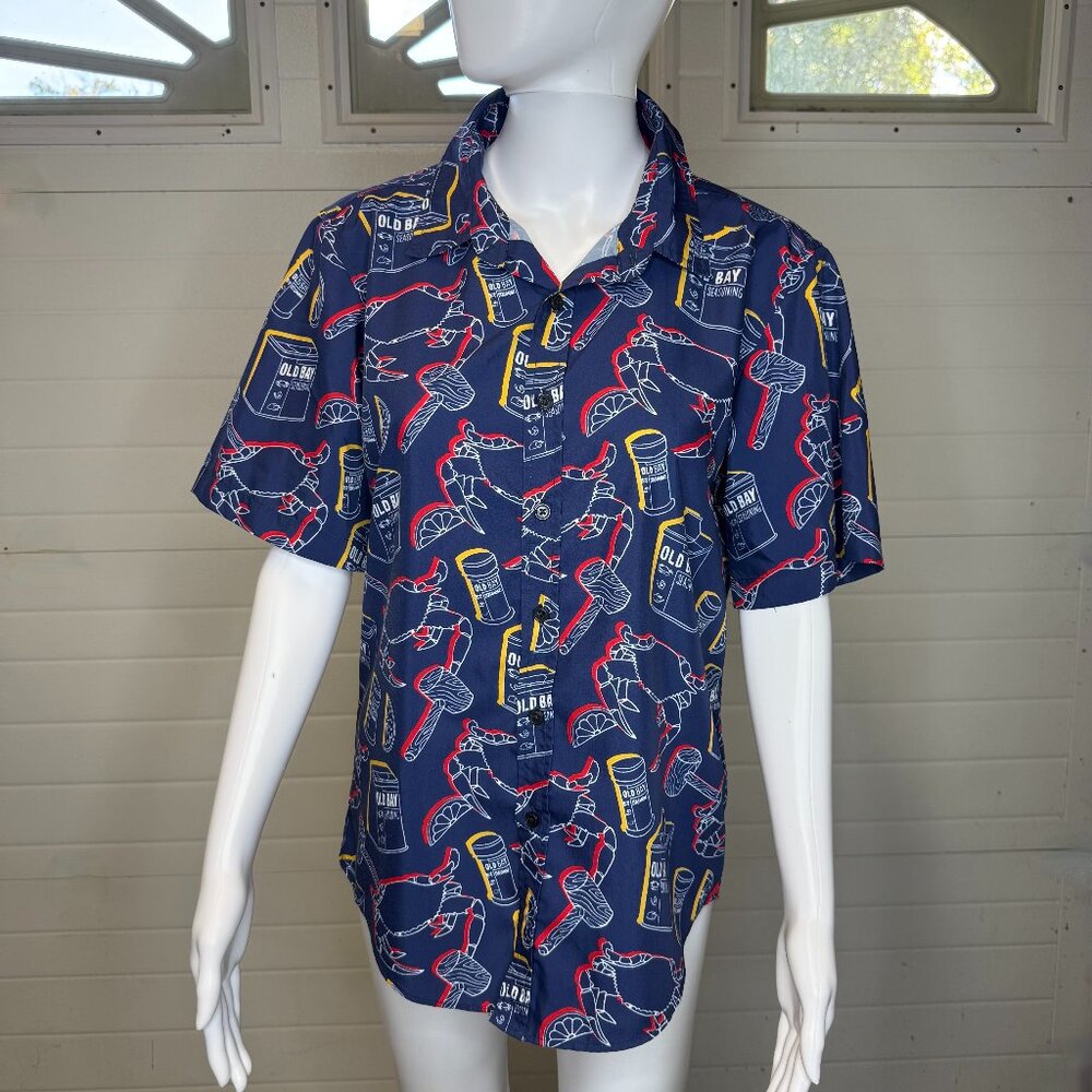 OLD BAY Crab & Mallet Navy Hawaiian Shirt – Small
